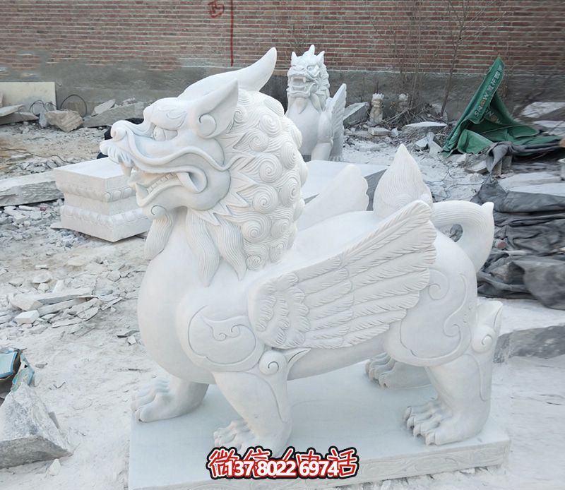 創(chuàng)意漢白玉獨角獸石雕