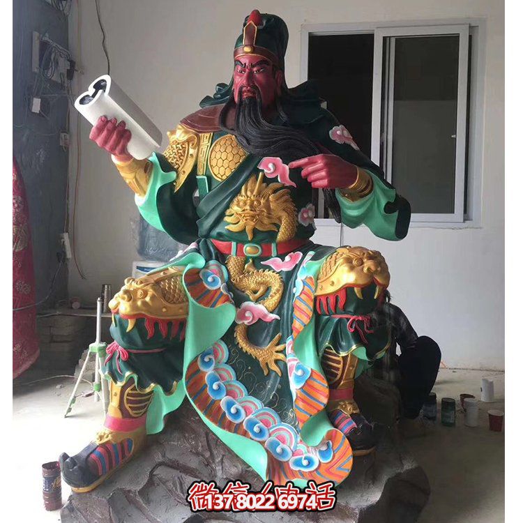 玻璃鋼關公神像，打造古典寺廟氛圍