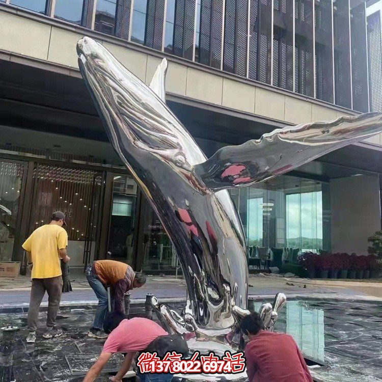 大型不銹鋼鏤空魚(yú)類擺件，為戶外水景商場(chǎng)售樓部裝飾