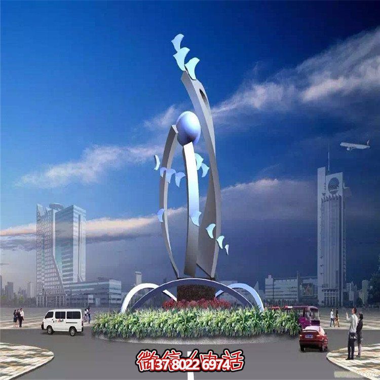 大型不銹鋼抽象藝術飛翔雕塑，豐富景觀廣場