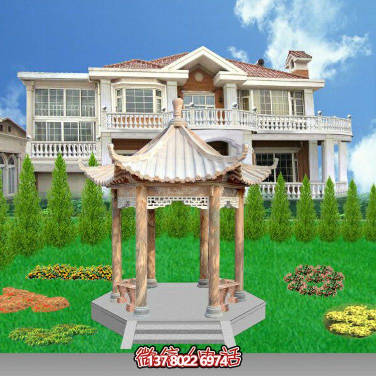 中式風格涼亭，寧靜休息，美景欣賞