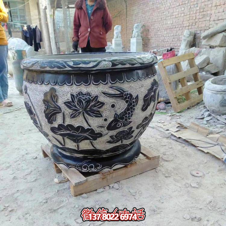 天然石頭缸，仿古雕刻，裝點家園