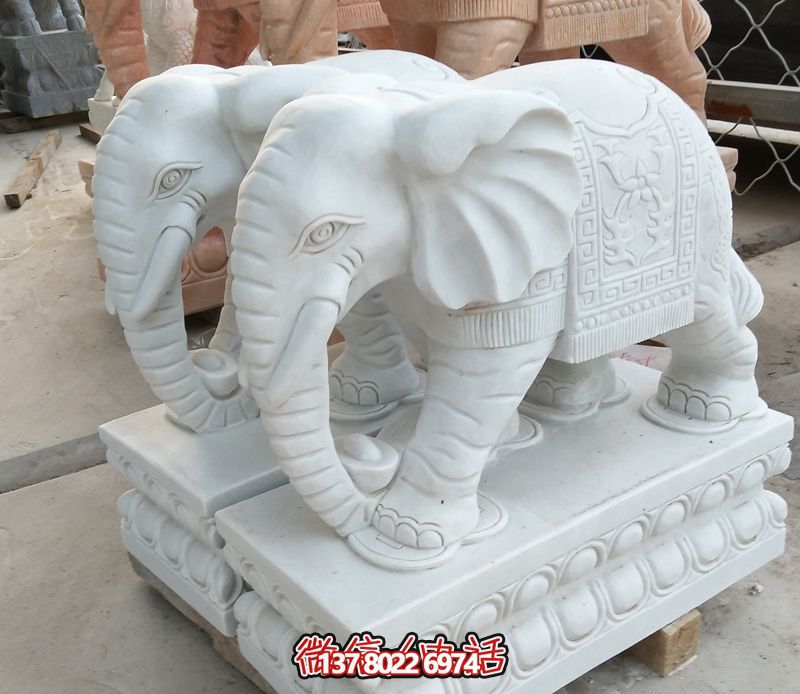 漢白玉雕塑，招財大象，令您鎮宅景區庭院更加迷人