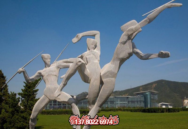園林廣場不銹鋼投擲標(biāo)槍運(yùn)動人物雕塑