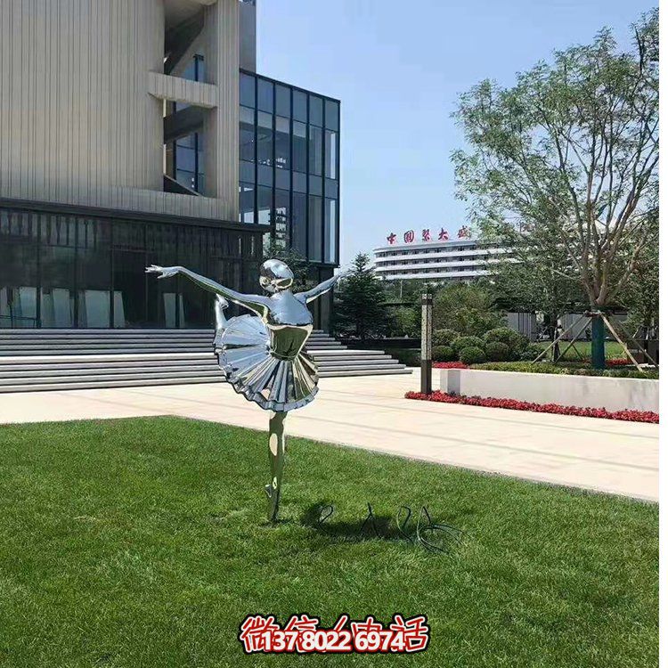 不銹鋼芭蕾女孩，鏡面跳舞女孩雕塑