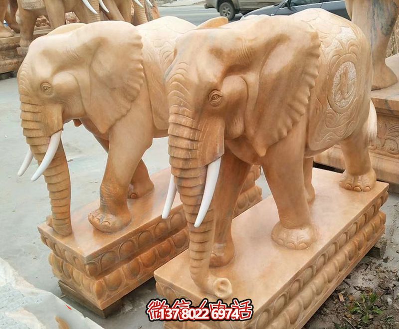 黃蠟石石雕戶(hù)外園林景觀大象雕塑